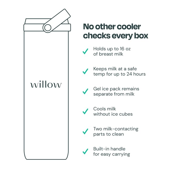 Willow - Portable Breastmilk Cooler - Keeps Breast Milk Cold for 24 Hours - Stainless Steel - Insulated - Reuseable - Breastfeeding Essentials - Storage Container w/Gel Ice Pack - Teal- 16oz - Image 3